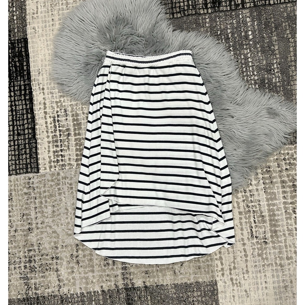 Chaser Women's Striped Faux Wrap Hi-Low Skirt In Navy & White - Size Small‎